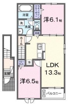 クレアールII A(2LDK/2階)の間取り写真