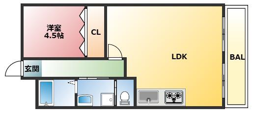 第3寺尾マンション(1LDK/2階)の間取り写真