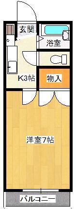 エトワール21船穂A(1K/2階)の間取り写真
