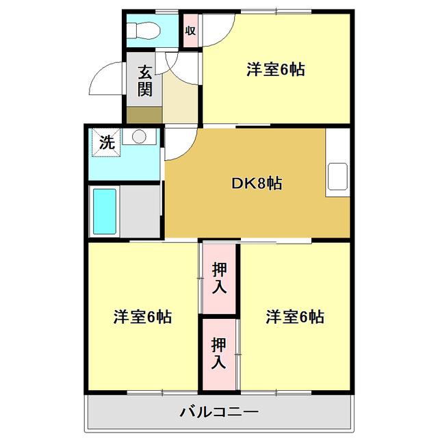 リバーハイツ比島II(3DK/3階)の間取り写真
