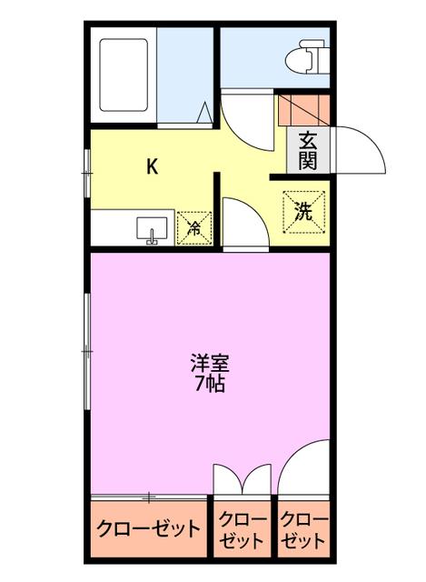 SAJAーイースト C棟(1K/2階)の間取り写真