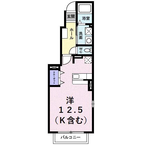 ジャルダン ヴェール(ワンルーム/1階)の間取り写真
