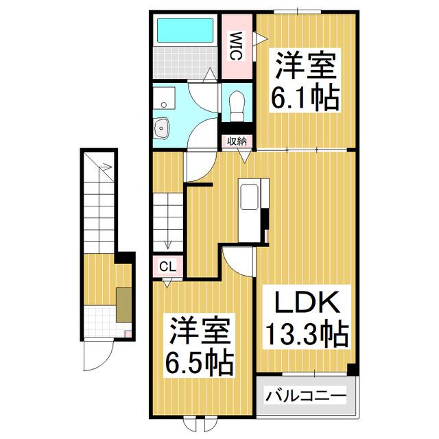 リブハピネス B(2LDK/2階)の間取り写真