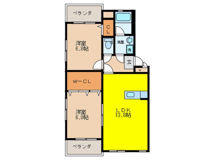 プレステ-ジ春日(2LDK/1階)の間取り写真