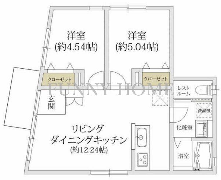 ソアヴィータ三軒茶屋(2LDK/1階)の間取り写真