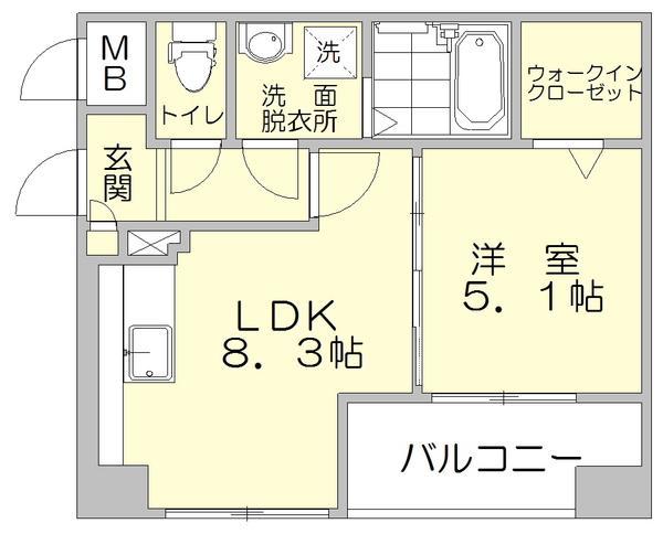 エルヴィータ駅南(1LDK/2階)の間取り写真