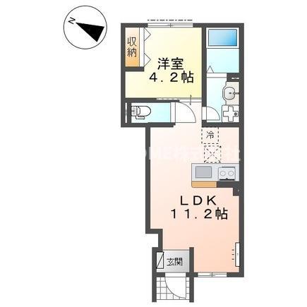 丹波篠山市中野アパート(1LDK/1階)の間取り写真