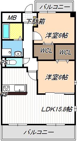 ベル ラフィネ(2LDK/2階)の間取り写真