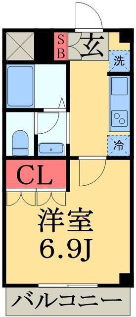 ラ・カーサおゆみI(1K/1階)の間取り写真