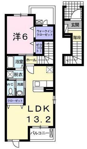 プレジール(1LDK/2階)の間取り写真