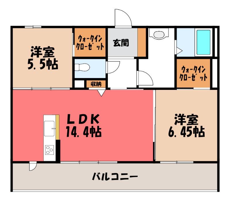モノリス(2LDK/2階)の間取り写真