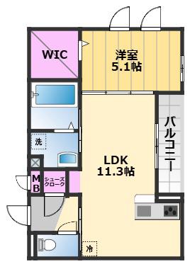 メルヴェイユ ソレイユ(1LDK/2階)の間取り写真