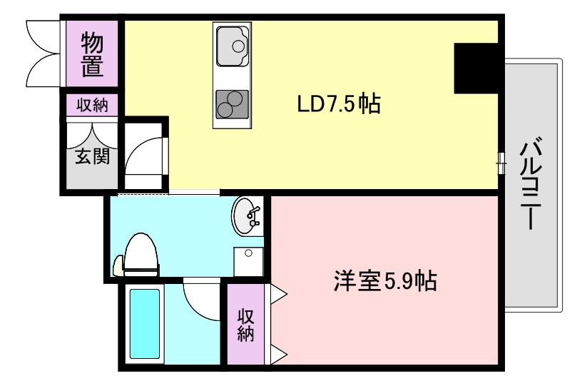KAYA SUMI TOPIA(1LDK/2階)の間取り写真
