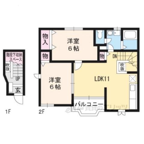 カルフールⅡ(2LDK/2階)の間取り写真