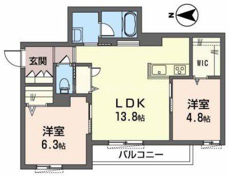 ルボヌールヤエ(2LDK/3階)の間取り写真