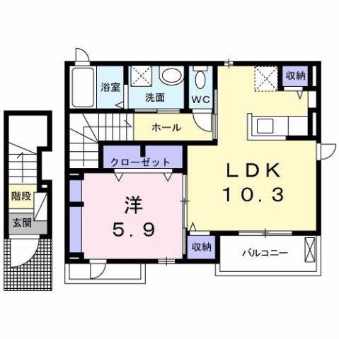 グローヴIV(1LDK/2階)の間取り写真