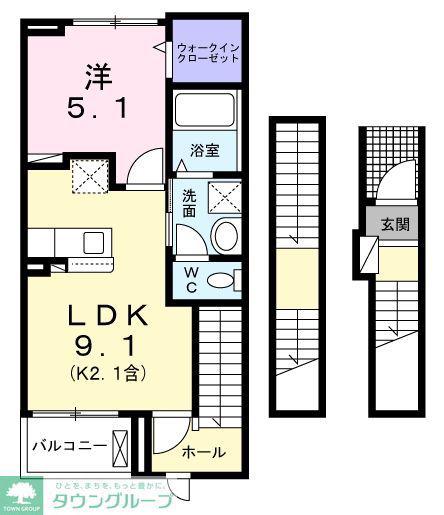 ルピナス・K(1LDK/3階)の間取り写真