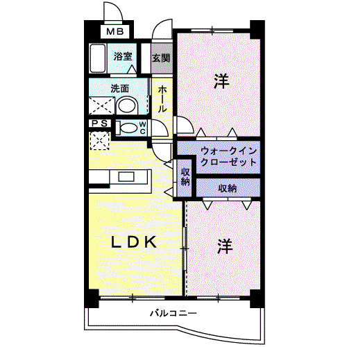 アズゥール(2LDK/4階)の間取り写真