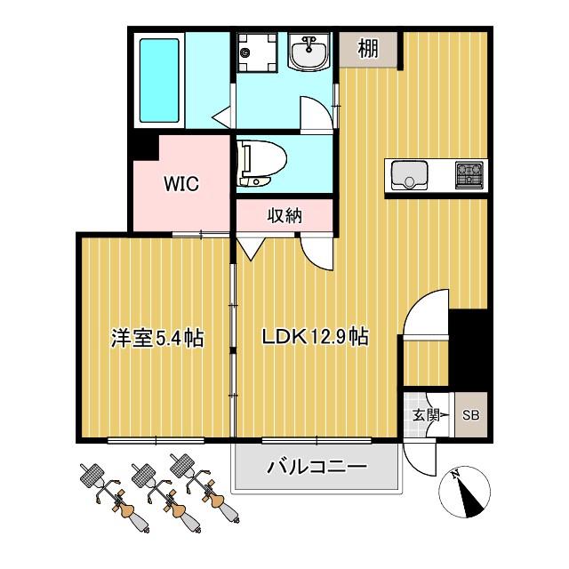 オルヴェラ(1LDK/1階)の間取り写真