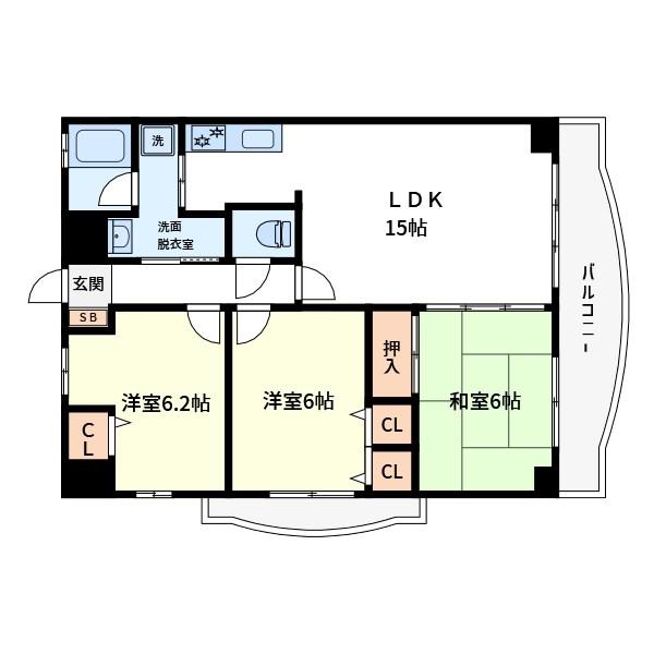 グロリア壱番館(3LDK/3階)の間取り写真