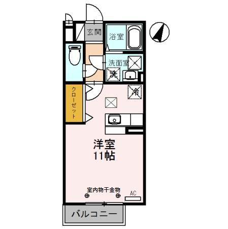 クローバー(ワンルーム/1階)の間取り写真