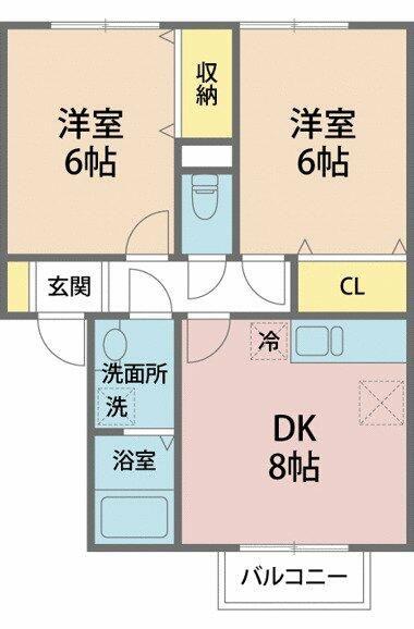 ピュアグレイスMIYA(2DK/1階)の間取り写真