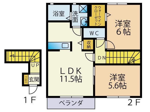 メゾンM(2LDK/2階)の間取り写真