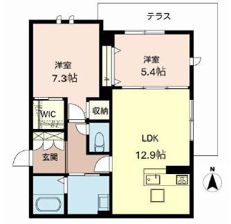 BELLAVISTA(2LDK/1階)の間取り写真