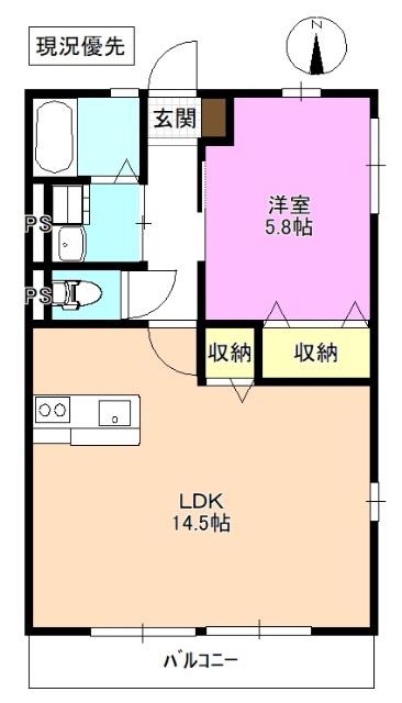 レトアJX中御所(1LDK/2階)の間取り写真