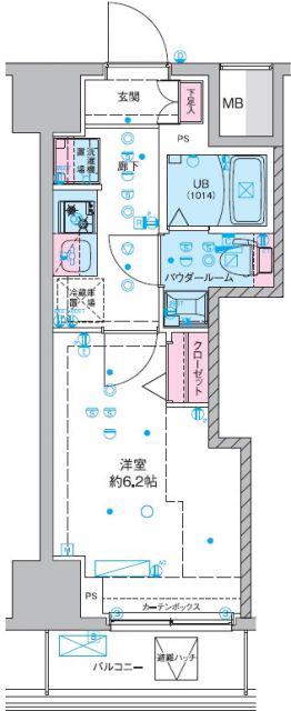 GENOVIA西千葉II(1K/4階)の間取り写真