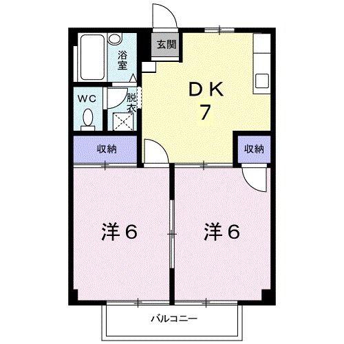 シティハイツ岩切(2DK/1階)の間取り写真