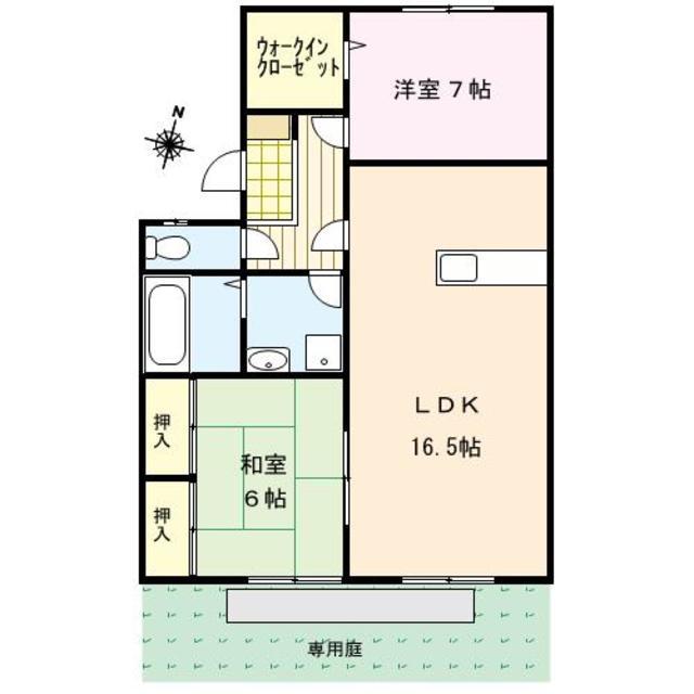 カサグランデII(2LDK/1階)の間取り写真
