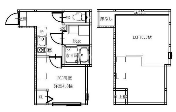 LOFT AOI(1K/2階)の間取り写真