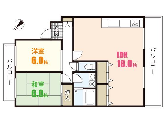 ハイコーポYASUDA I(3LDK/2階)の間取り写真