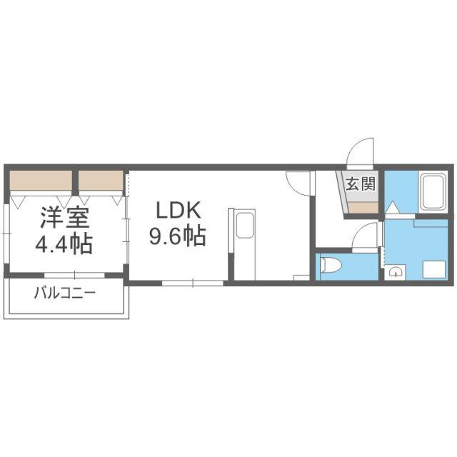 二日市中央2丁目AP(1LDK/1階)の間取り写真