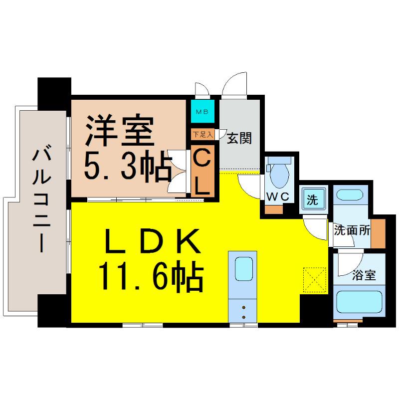 SK BUILDING-501(1LDK/4階)の間取り写真