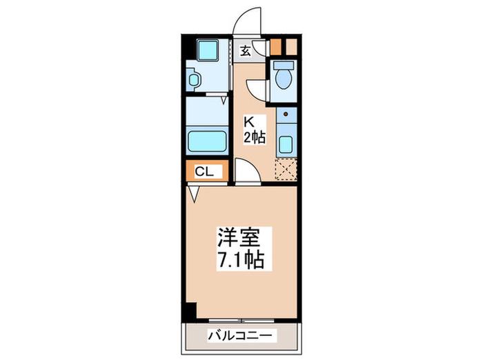 ベルデュール調布国領(1K/3階)の間取り写真