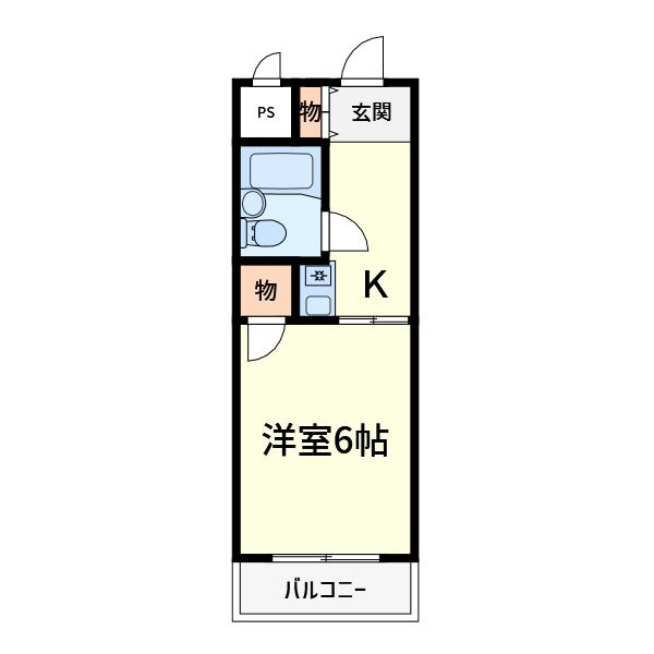パステオ高槻(1K/2階)の間取り写真