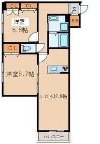 パーシモン デュエ(2LDK/2階)の間取り写真
