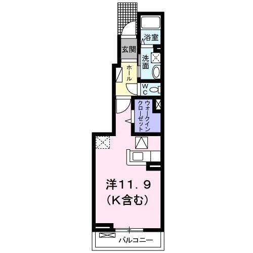 シェレーヌ(ワンルーム/1階)の間取り写真