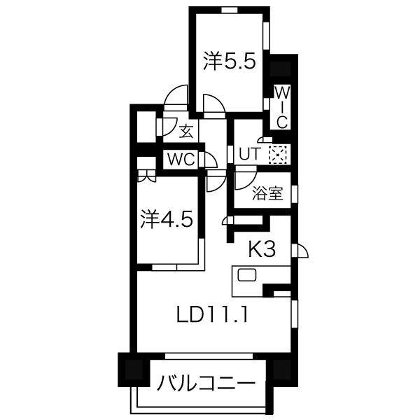 ローレルアイ名駅東(2LDK/4階)の間取り写真