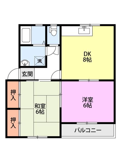 クロックハウス五月(2DK/2階)の間取り写真