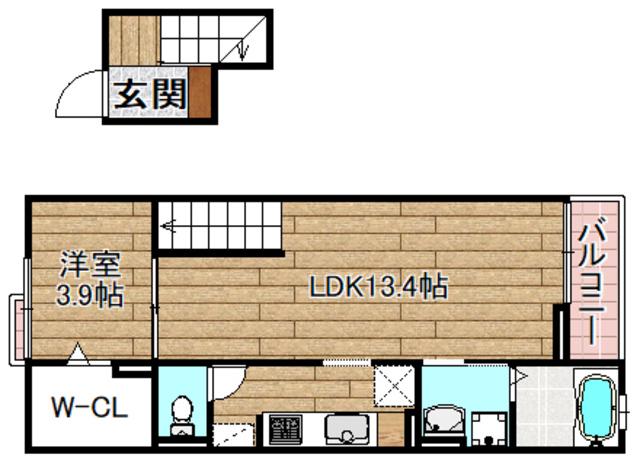 ヴォナール コート(1LDK/4階)の間取り写真