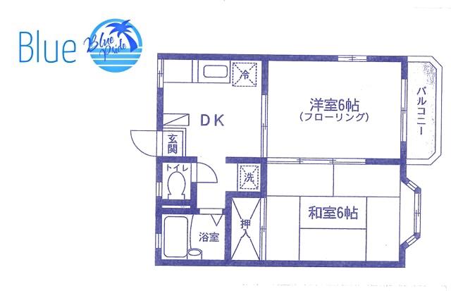 日翔コーポ桃浜(2DK/2階)の間取り写真