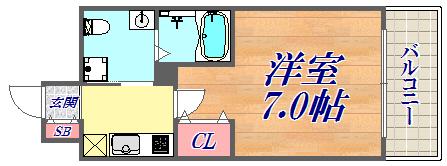 セレニテ神戸元町クレア(1K/15階)の間取り写真
