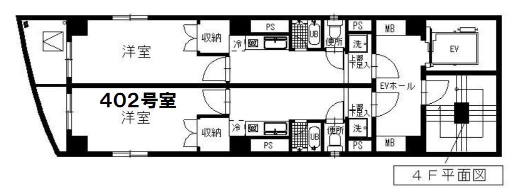 グランピア西荻窪(1K/4階)の間取り写真