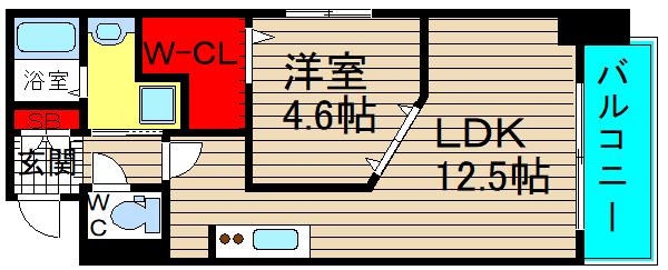 エム・ヒルズ西本町(1LDK/6階)の間取り写真