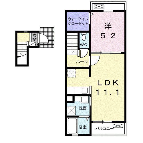 ボヌール メゾン(1LDK/2階)の間取り写真