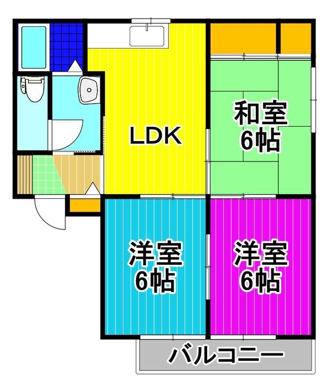 グランドール弐番館(3DK/2階)の間取り写真