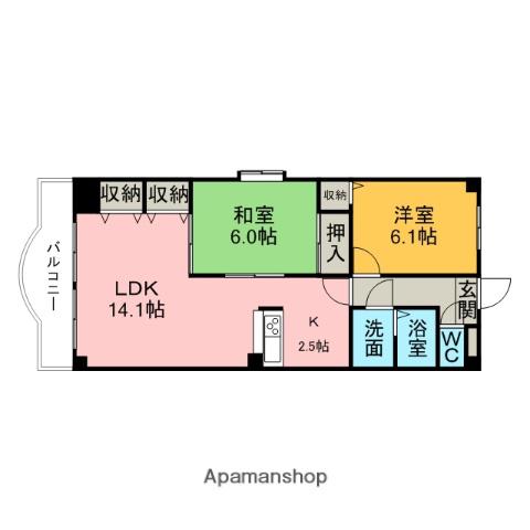 RIVERSIDEHILLS(2LDK/4階)の間取り写真
